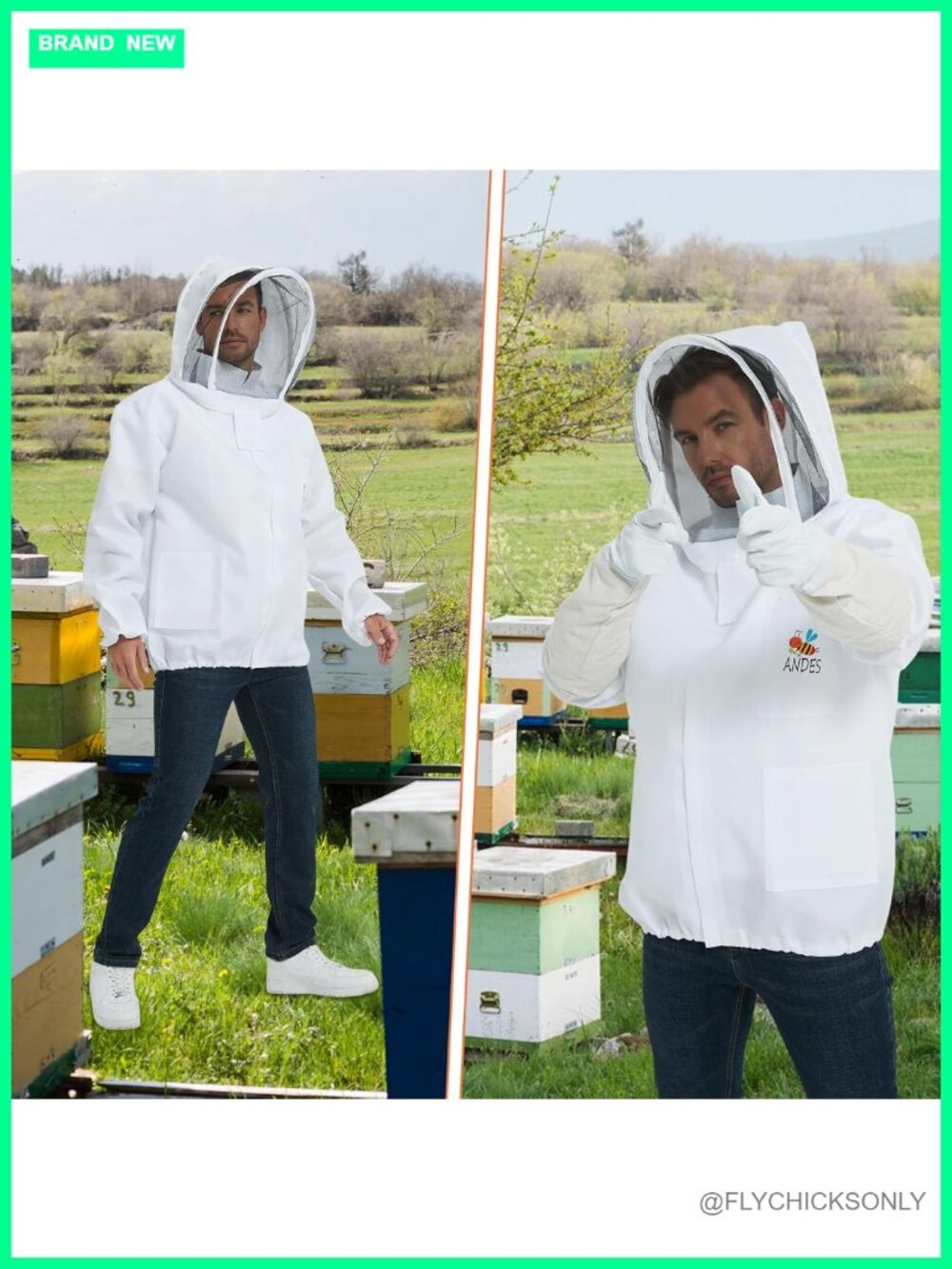 Sting Proof Beekeeping Jacket with Veil & Gloves, X-L, Cotton Blend - Picture 5 of 5